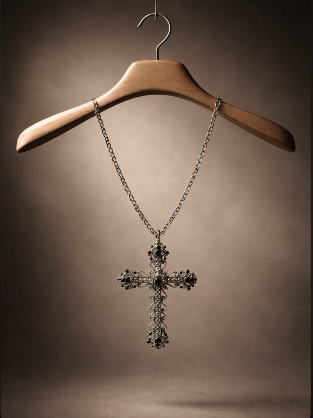 Silver Floral Cross Pendant Necklace - Women Jewelry